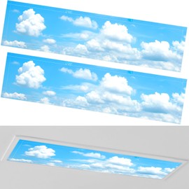 Wowangce 2 Pcs Fluorescent Light Covers 1 x 4 ft Magnetic Light Covers for Ceiling Lights with 8 Magnets White Cloud Blue Sky Overhead Light Filters for Classroom Home Office Hospitals Drop Lamp Decor