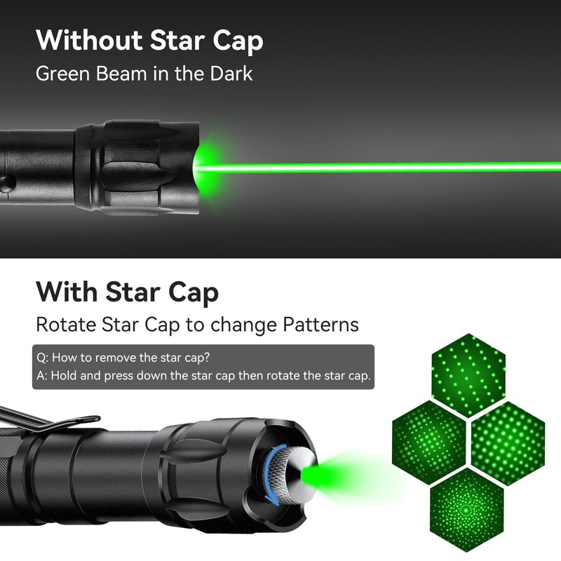 MIPREZT [4 Packs] Rechargeable Green Light Flashlight Long Distance Range