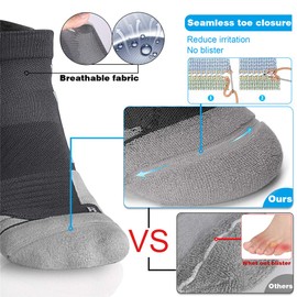 Hylaea Womens Low Cut Athletic Socks, No Blister Moisture Wicking Coolmax Socks with Cushion for Workout, Sport, Gym, Walking, Golf, Tennis, Black Grey 3 Pack Small