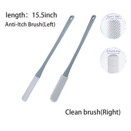 Healluvor Toe Cleaning Brush 15.7" Foot Scrubber in Shower with Long Handle Silicone Foot Brush Soft Skin Exfoliation Lotion Applicator for Foot Seniors,with Dead Skin Remove Brush