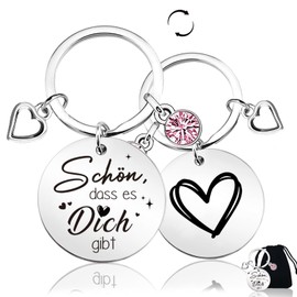 Happirra Gifts for Women, Thank You Gifts, Keyring Schön Dass es Dich Gibt, Gift for Women, Colleague, Friend, Educator, Easter, Birthday Gift, Communion, pink