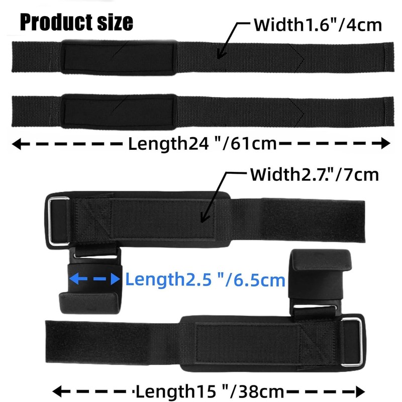 Weight Lifting Wrist Straps Set，Stainless Steel Hooks with Non-Slip Pads