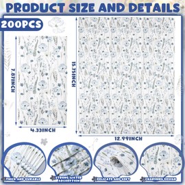 Seajan 200 Pcs Blue Floral Paper Guest Napkins Disposable Hand Towels for Bathroom Paper Disposable Guest Towels Napkins for Spring and Summer Wedding Bathroom Birthday Dinner Party