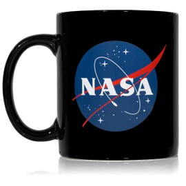 Mean Muggin NASA 11oz Ceramic Mug (Black) - Artwork on Both Sides Ceramic - Giftable Foam Box Protection - Space/Science Gift