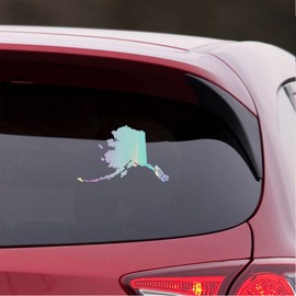NBFU Alaska Silhouette Map Outline State (Holographic Opal Purple) (Set of 2) Premium Waterproof Vinyl Decal Stickers for Laptop Phone Helmet Car Window Bumper Mug Tuber Cup Door Wall Decoration