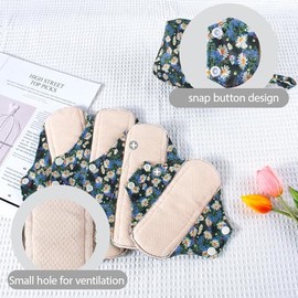 AIO Compresas menstruales de tela reutilizables y lavables, 8 compresas y 2 mini bolsas húmedas.
