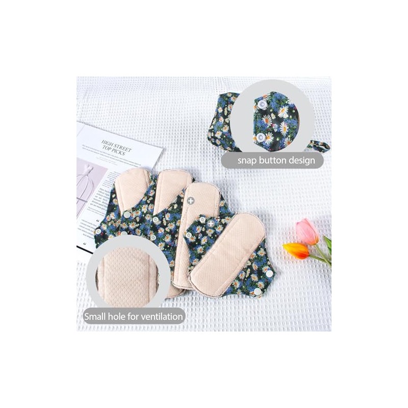 AIO Compresas menstruales de tela reutilizables y lavables, 8 compresas