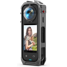 Jaula de marco de aluminio para Insta360 X5, carcasa protectora con soporte adaptador, bisel de metal para cámara deportiva, color negro