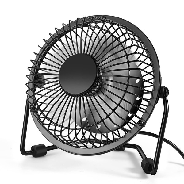 AMKEN Small Desk Fan, 4 Inch USB Fan Powered by