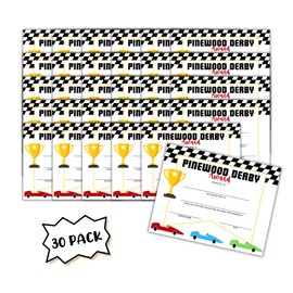 Pine Derby Award Certificate 30pk 8.5x11” Competition Winner Car Race Scout Leader Racecar 1st Place Wood Working Contest