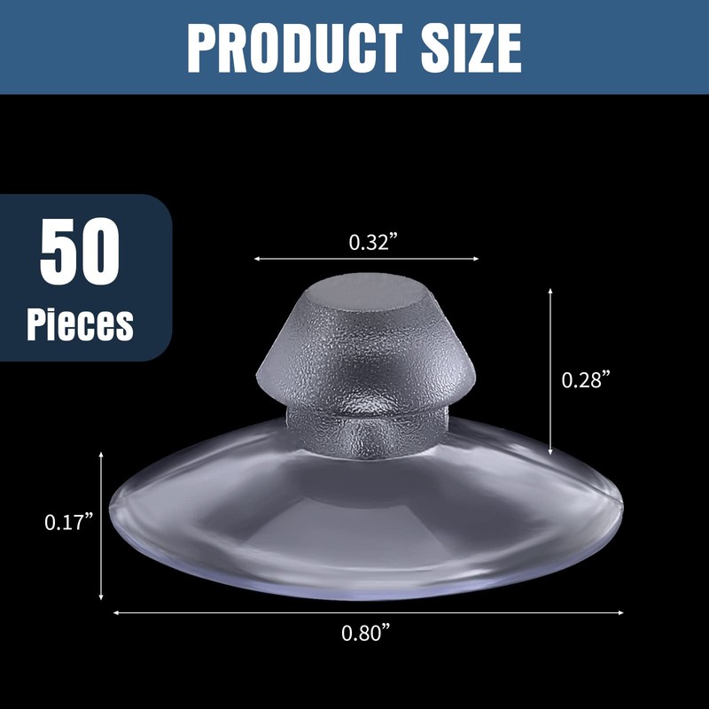 Romooa 50 Pack 20mm Mini Clear Suction Cups for Glass