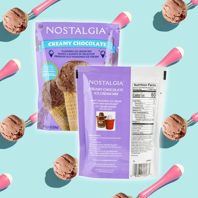 Nostalgia 2-Quart Homemade Premium Chocolate Ice Cream Starter Mix (8-Pack)
