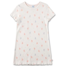 Sanetta Girls' Nightdress Short Sleeve Off-White Sustainable and Comfortable Organic Cotton Nightdress for Girls Sleepwear for Girls, White Pebble