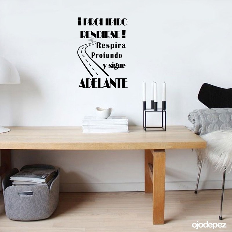 Phrase Vinyl “Prohibido Rendirse...” [Spanish Language]Decorative Motivational Sticker Phrases for