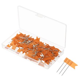 PATIKIL Flag Map Push Pins 1 Inch Travel Card Pens with Plastic Head for Cork Pin Board Picture Card Hanging Orange Pack of 100