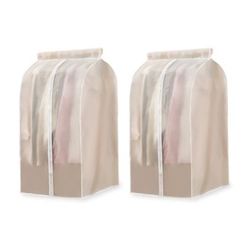 2 Pack Hanging Garment Bags for Closet Storage, 35" Garment Covers Hanging Clothes Bag Organizer, Wardrobe Bag Sealed Clothes Cover Protector for Suit Coats Shirts (60×50×90)