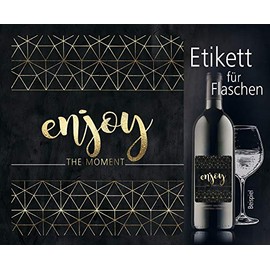 Bottle label, stickers, pack of 6, print with gold foil, bottle sticker, 9.0 x 10.5 cm, motif: Enjoy