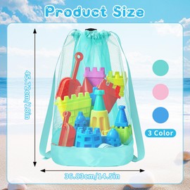 Pack of 3 Beach Toy Bag, Mesh Bag, Sand Toy for Children, Water Toy Backpack Bag, Reusable Shell Collector Bag for Beach Accessories, Water Toy Children