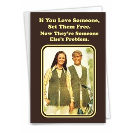 NobleWorks - Funny Card for Divorce - Hilarious Divorcee Notecard, Retro Greeting - Set Them Free C3650DVG