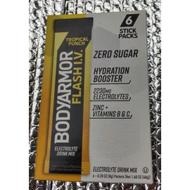 BODYARMOR FLASH I.V. Electrolyte Drink Mix Packets, Tropical Punch - Zero Sugar