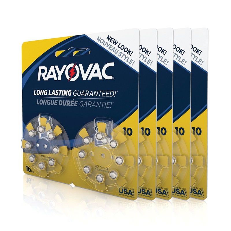 Rayovac L10ZA-80ZM Mercury Free Hearing Aid Battery, Size 10, 80-