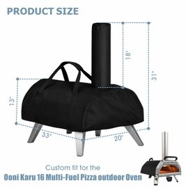 Multi-Fuel Outdoor Pizza Oven Cover for Ooni Karu 16-420D Heavy Duty Oxford BBQ Smoker Grill Protector with Secure Buckles & Handle, Windproof & Anti-Scratch, 1Pcs (Karu 16)