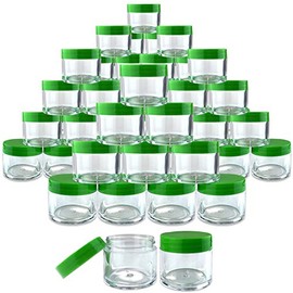 Beauticom® 30G/30ML(1 Oz) Thick Wall Round Plastic Container Jars with Flat Top Lids - Leak-Proof Jar - BPA Free (300 Pieces, GREEN)