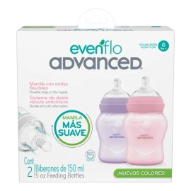 Set de Biberones Evenflo 150ml Flujo Lento 0m+ 2 Piezas