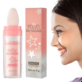 Highlighter Powder Stick, Fairy Powder, Highlighter Makeup Powder Stick, Highlight Patting Powder, Body Brightening Shimmer Sparkle Patting Powder for Face, Eyes, Lips, Hair, Pink