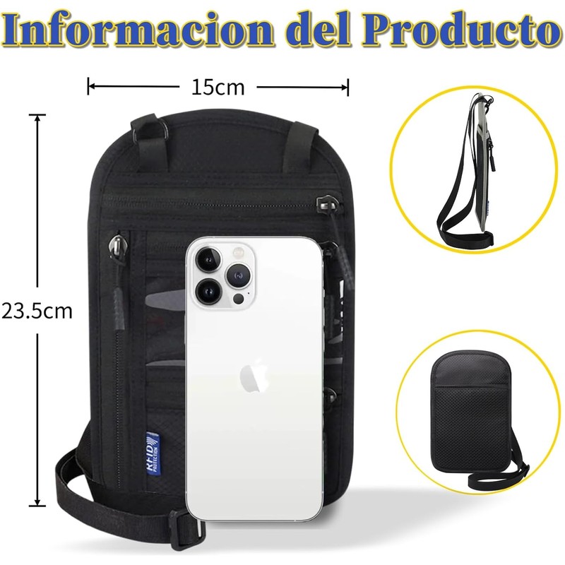 Cartera de Viaje Antirrobo, Bloqueo RFID y Bolsillo Oculta para