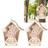 2Pcs Bird House with Warm Light Hollow Flowers Patterns Bird