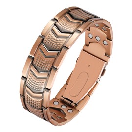 Jecanori Magnetic Bracelet Men,Copper Bracelet with 57pcs Ultra Strength Magnets(3800 Gauss). Adjustable Wristband with Removal Tool&Jewelry Gift Box