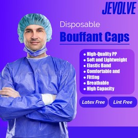 50 PCs Disposable SMS Bouffant Surgical Caps Size 21” - 35GSM by JEVOLVE | 100% Latex Free, Non-Woven, Non-Pleated | Dust-free Medical Dental Nurse Hairnets for Hospital Labs Clinic