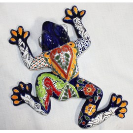 Talavera Medium Wall Frog - 15" W X 15.5" L (Blue Body)