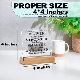 Inspirational Quotes Desk Decor, Thank You Gifts for Women Men Friends, Inspirational Gifts for Coworker Motivational Quote Acrylic Sign With Wooden Stand Decor for Home Office Desk Accessories