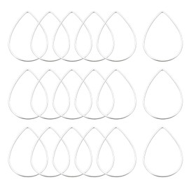 MECCANIXITY Teardrop Beading Hoop Link, Hollow Open Bezel Charm Linking Rings 0.55"x0.86" Silver Tone for Earring Jewelry Making, Pack of 50