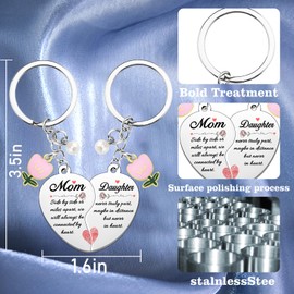LKBVUG Mother Daughter Gift Mothers Day Gifts for Mom from Daughter Gifts for Mom Daughters Mama Women Unique 2Pcs Heart Matching Keychains for Women Mothers Day Gift for Daughters Small Keyring
