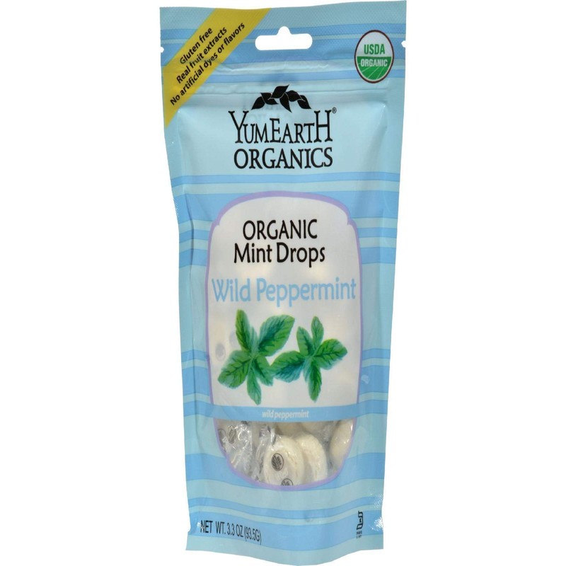YumEarth Organic Wild Peppermint Drops - Mint Flavored Natural Hard