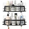 STEUGO Black Bathroom Corner Shower Shelfs, Adhesive Wall Mounted Shower
