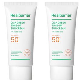 Real Barrier Cica Green Tone-Up Sun Cream SPF50+ PA++++, 50ml, 2 pcs / 리얼베리어 시카 그린 톤업 선크림 SPF50+ PA++++, 50ml, 2개
