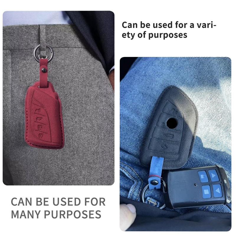 GLXKITVL Suede Leather Car Key Fob Case Cover Shell Fit