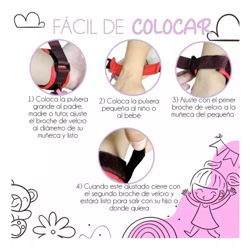 YONGLE Arnes Correa Seguridad Niños Pulsera Anti-robo De Acero 1.5m