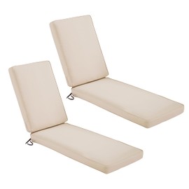 Classic Accessories Montlake Outdoor Chaise Lounge Cushion, Weatherproof, 80 Inch, Antique Beige, Set of 2, 2 Pack - 80 x 26 x 3 Inch, 2 Count