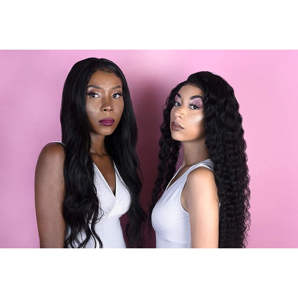 18" Deep Wave Lace Frontal Closure Straight Silk Base (13"x6") Ear to Ear Bleached Knots Virgin Remy Human Hair Weaves Natural Color