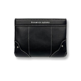 Hiromichi Nakano 6hnl74 Soft Synthetic Leather Bi-Fold Wallet, Zip Around Coin Purse, black