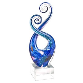Badash Monet Murano-Style Art Glass Centerpiece - 10" Tall Mouth-Blown Glass Sculpture on Crystal Base - Contemporary Home Decor Accent Piece