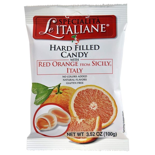 Serra Le Italiane, Italian Natural Hard Candy Filled With Red Orange From Sicily Italy, 3.5 Ounce Pack of 10