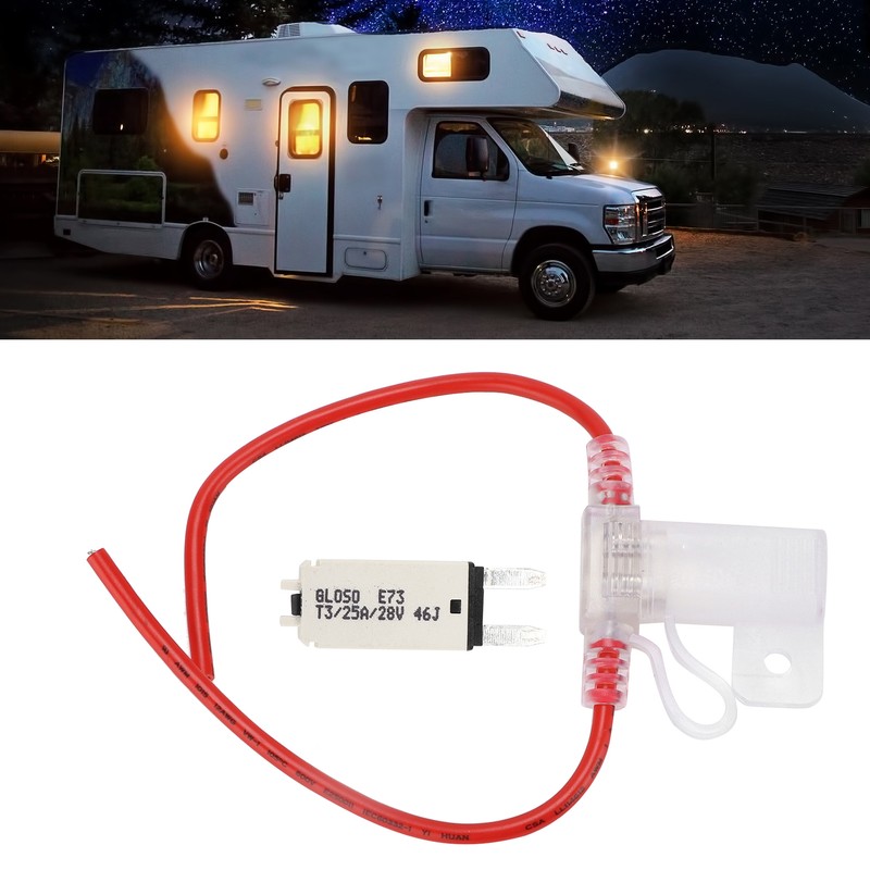 Fuse Holder with T3 Manual Reset Fuse Wire 25Amp 12AWG
