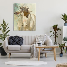 Stupell Industries Southwestern Horse Feathered Mane Soft Contemporary Portrait, Design by Dina D'Argo Canvas Wall Art, 36 x 48, Off- White