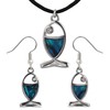 Aqua79 Christian Fish Necklace & Earrings Jewelry Set - Silver
